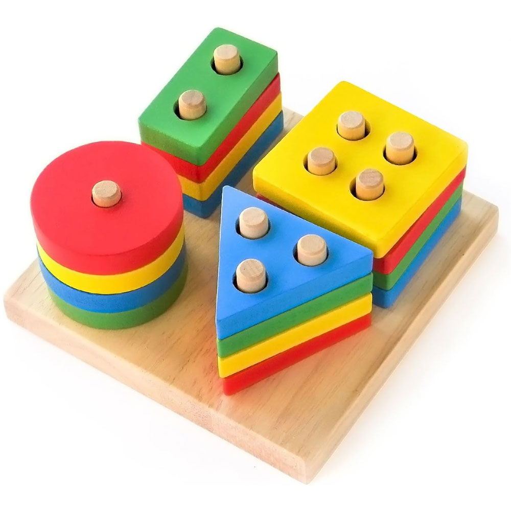 Shape Sorter Learn Geometric Shapes Puzzle for kids Wooden Stacking Toys – Perfect toddler toys recommended Wooden Puzzle toys - Image 2