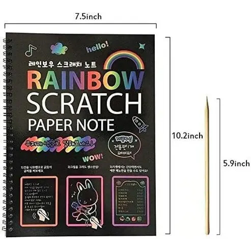Scratch Paper Note for Kids Scratch Art Paper Large Black Magic Rainbow Painting - Image 2
