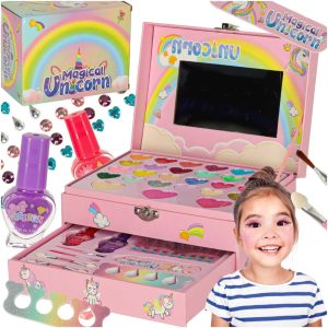 Makeup Kit for Girls – Pretend Play Cosmetic Set with Safe & Washable Makeup