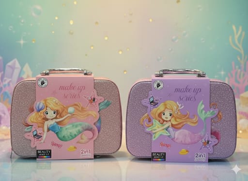 All-in-One Kids' Mermaid Makeup Kit with Portable Glitter Vanity Case - Image 6