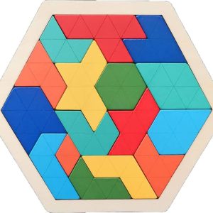 96-Piece Wooden Hexagonal Tangram Puzzle