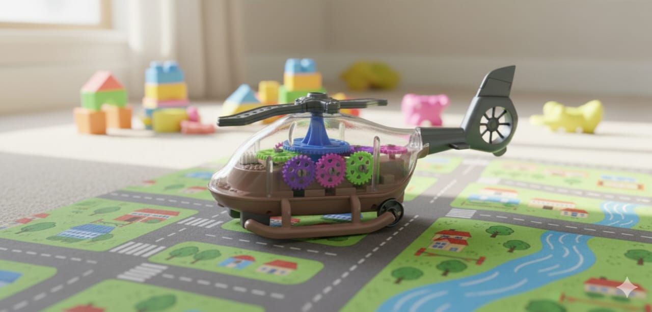 Transparent Electric Gear Helicopter with Lights and Music - Image 2