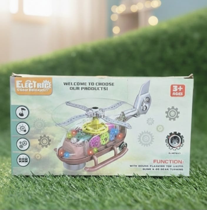 Transparent Electric Gear Helicopter with Lights and Music - Image 3