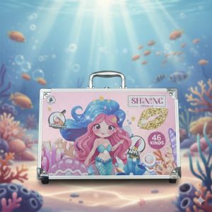 Mermaid "Shining" 46-Piece Professional-Style Makeup Vanity Case