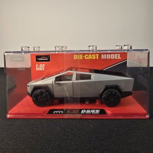 Futuristic 1:32 Scale Die-Cast Tesla Cybertruck – Stealth Silver Edition with Premium Display Case.