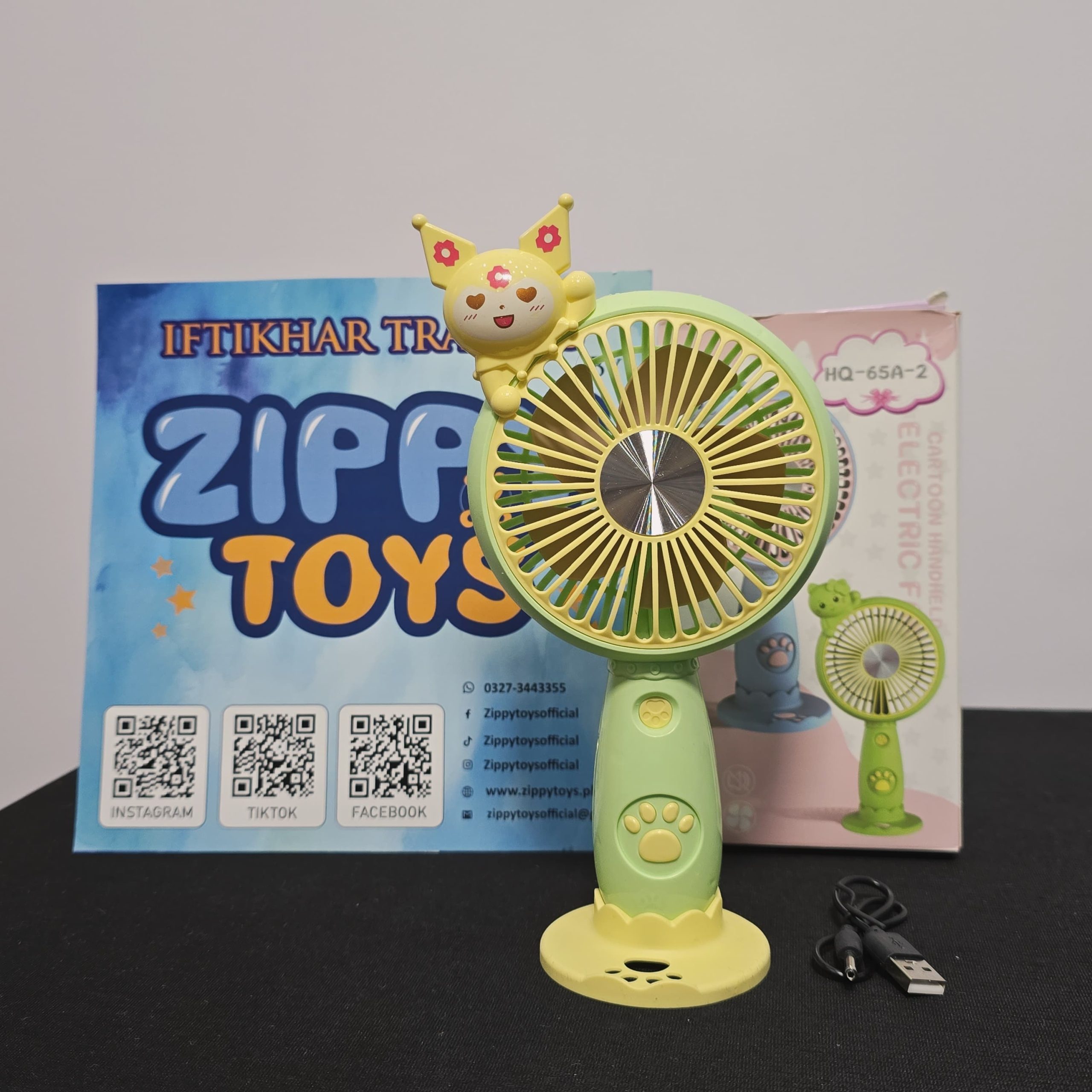 Cartoon Handheld Electric Fan – Portable USB Rechargeable Mini Fan - Image 3