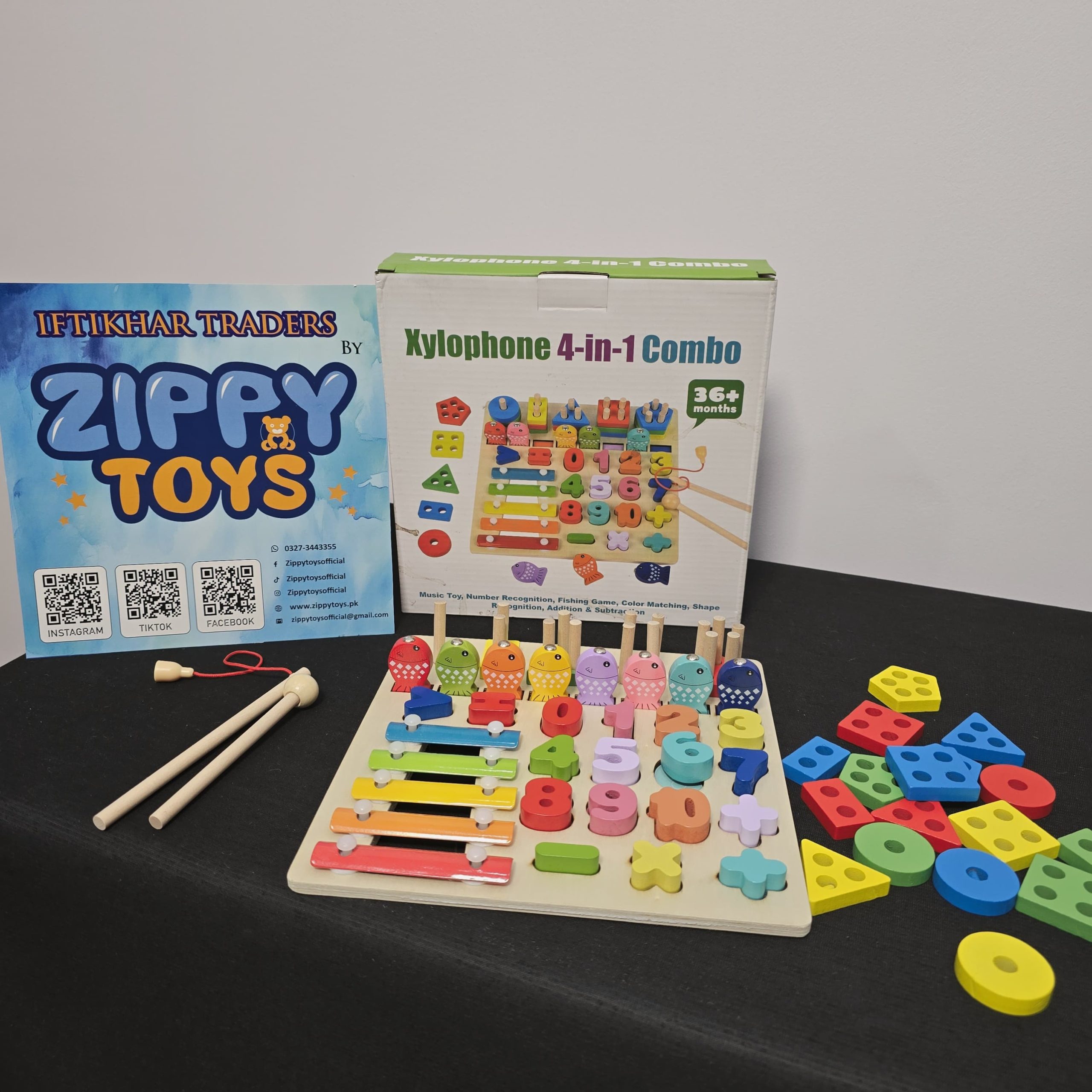 Wooden Xylophone 4-in-1 Combo Educational Learning Board - Image 2