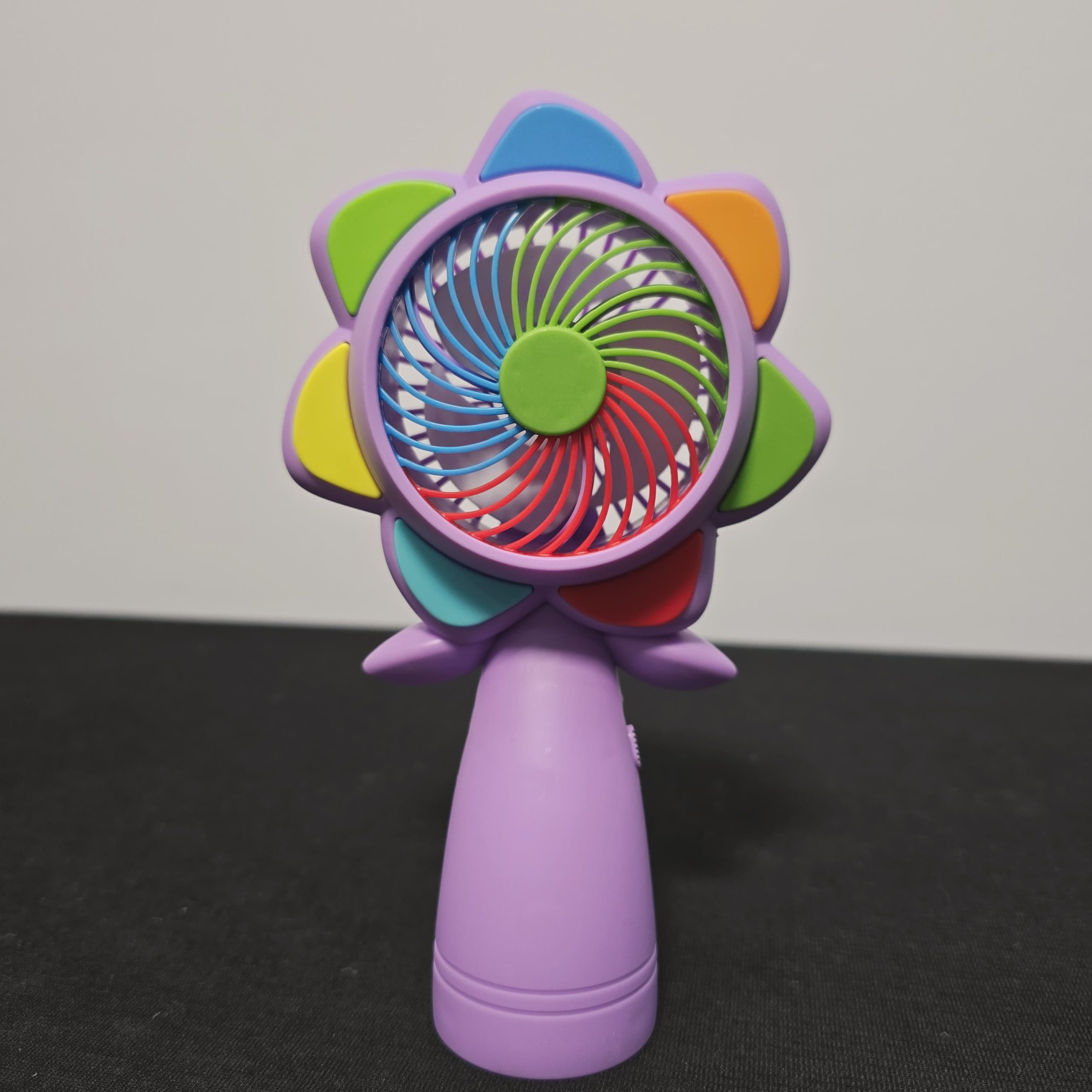Colorful Flower LED Mini Fan – Portable Rechargeable Handheld Fan with Light - Image 5