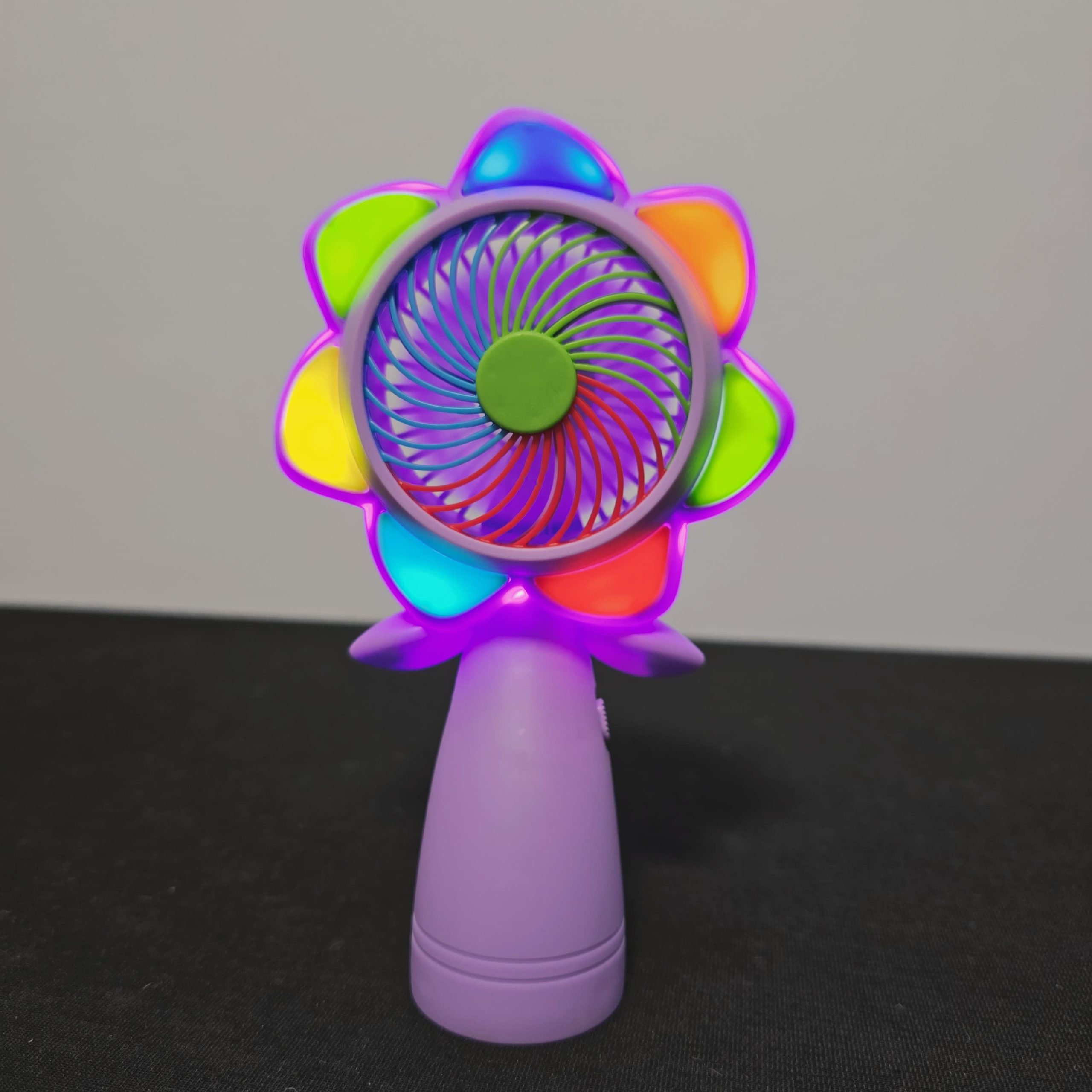 Colorful Flower LED Mini Fan – Portable Rechargeable Handheld Fan with Light - Image 2