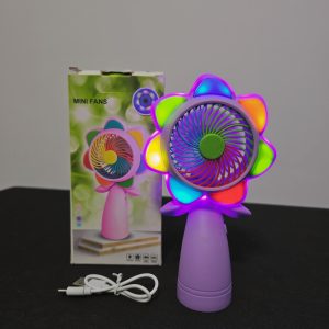 Colorful Flower LED Mini Fan – Portable Rechargeable Handheld Fan with Light