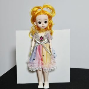 Beautiful 30cm BJD Fairy Doll with Rainbow Starry Dress and Golden Hair