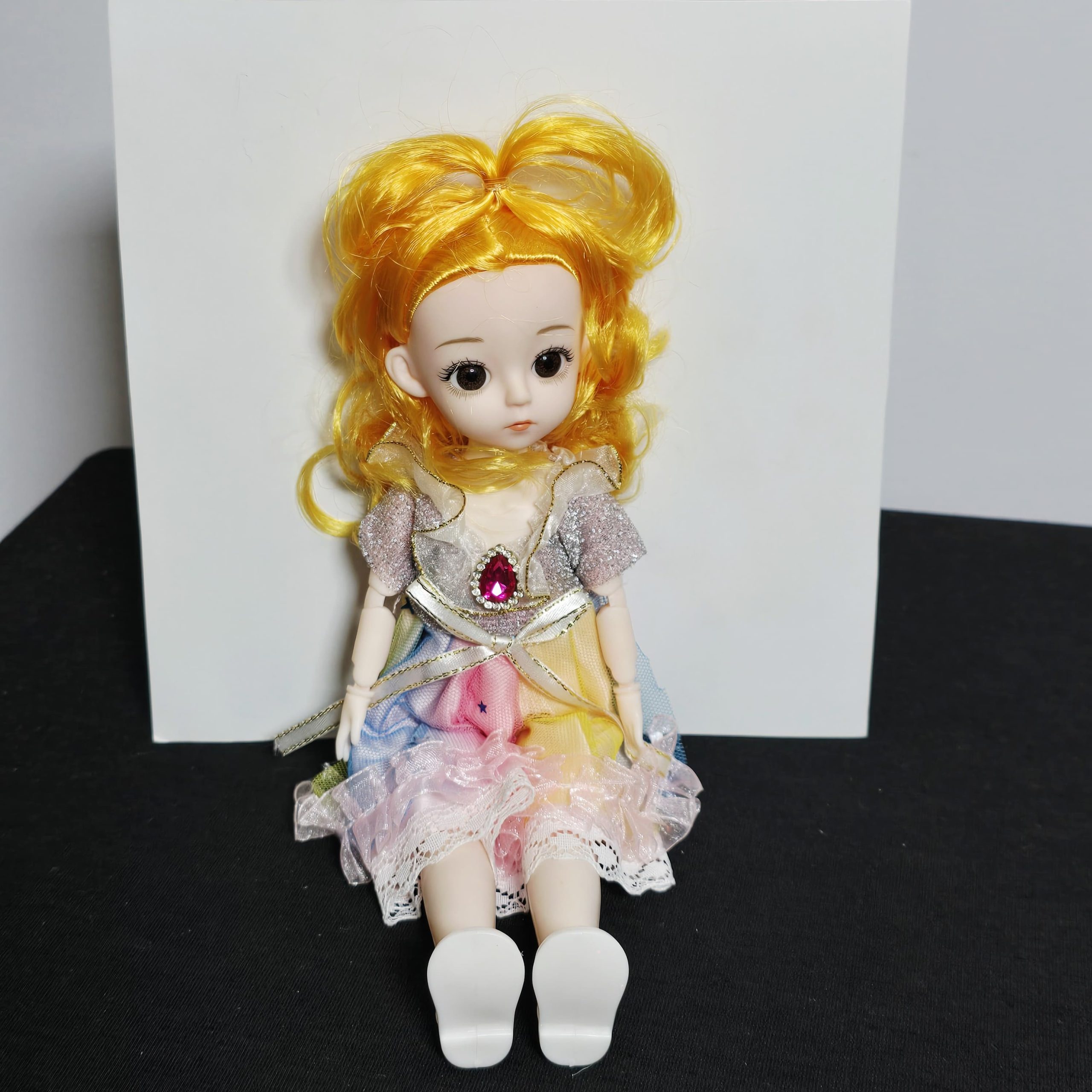 Beautiful 30cm BJD Fairy Doll with Rainbow Starry Dress and Golden Hair - Image 2