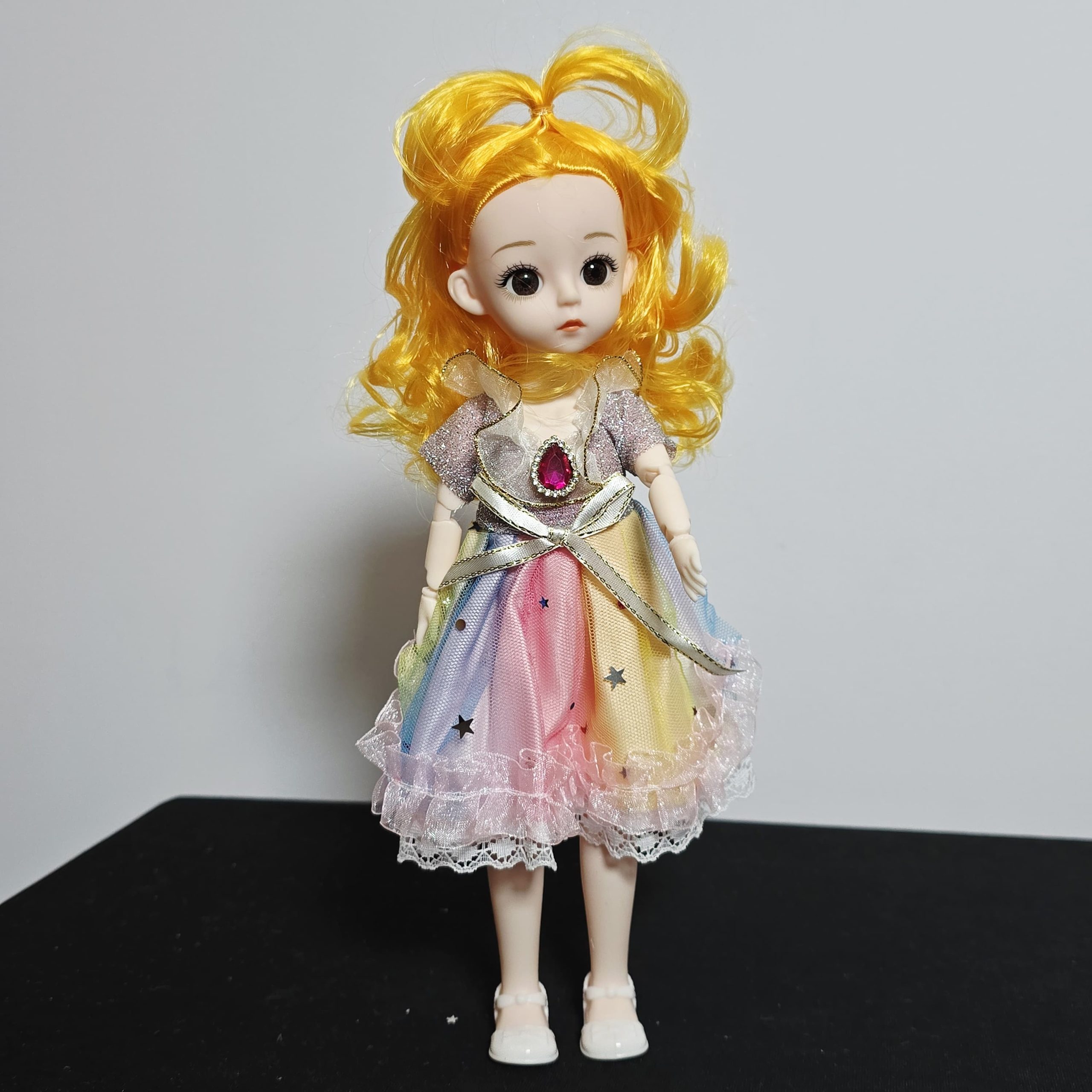 Beautiful 30cm BJD Fairy Doll with Rainbow Starry Dress and Golden Hair - Image 4