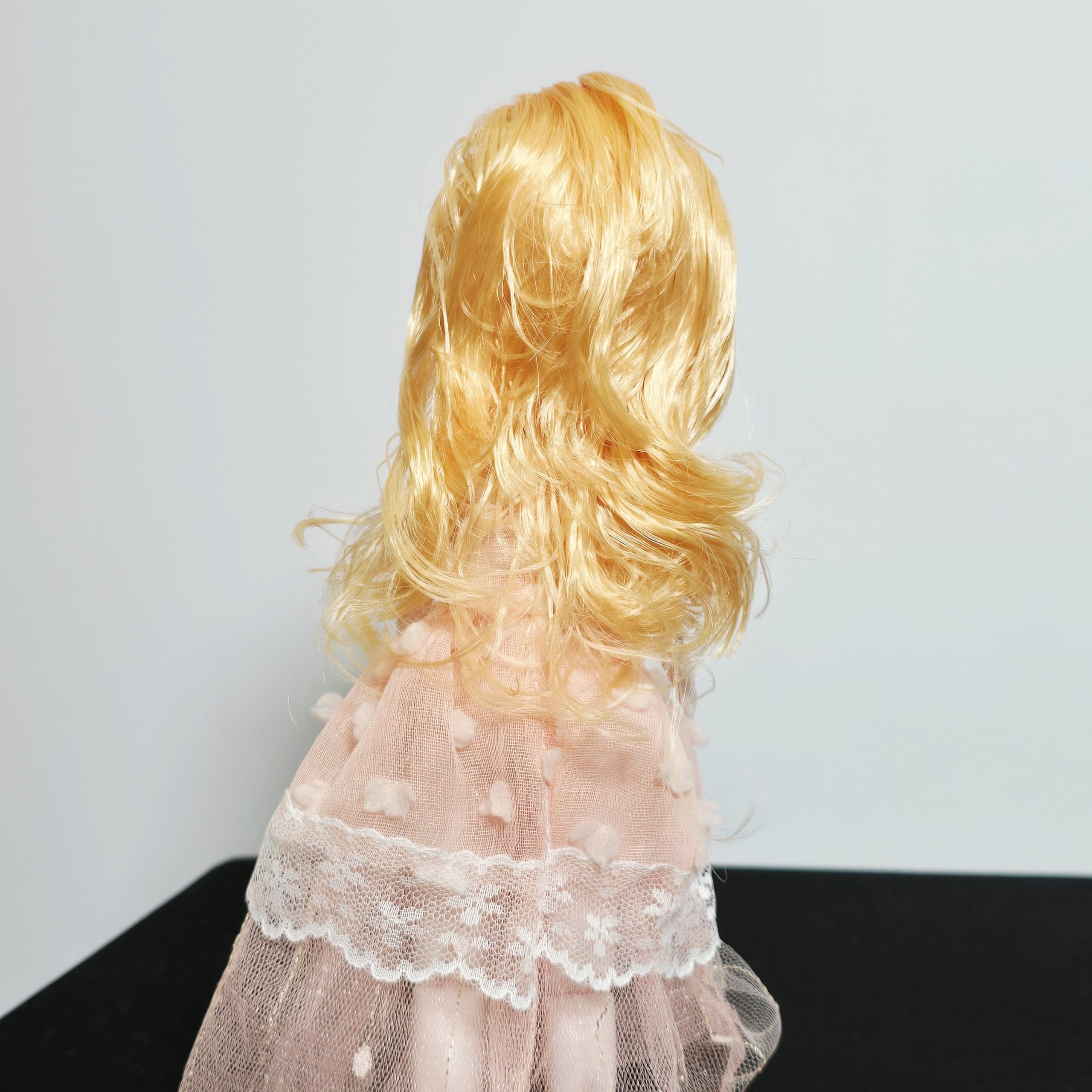 Elegant 12-Inch Ball-Jointed Fashion Doll with Peach Lace Gown - Image 4