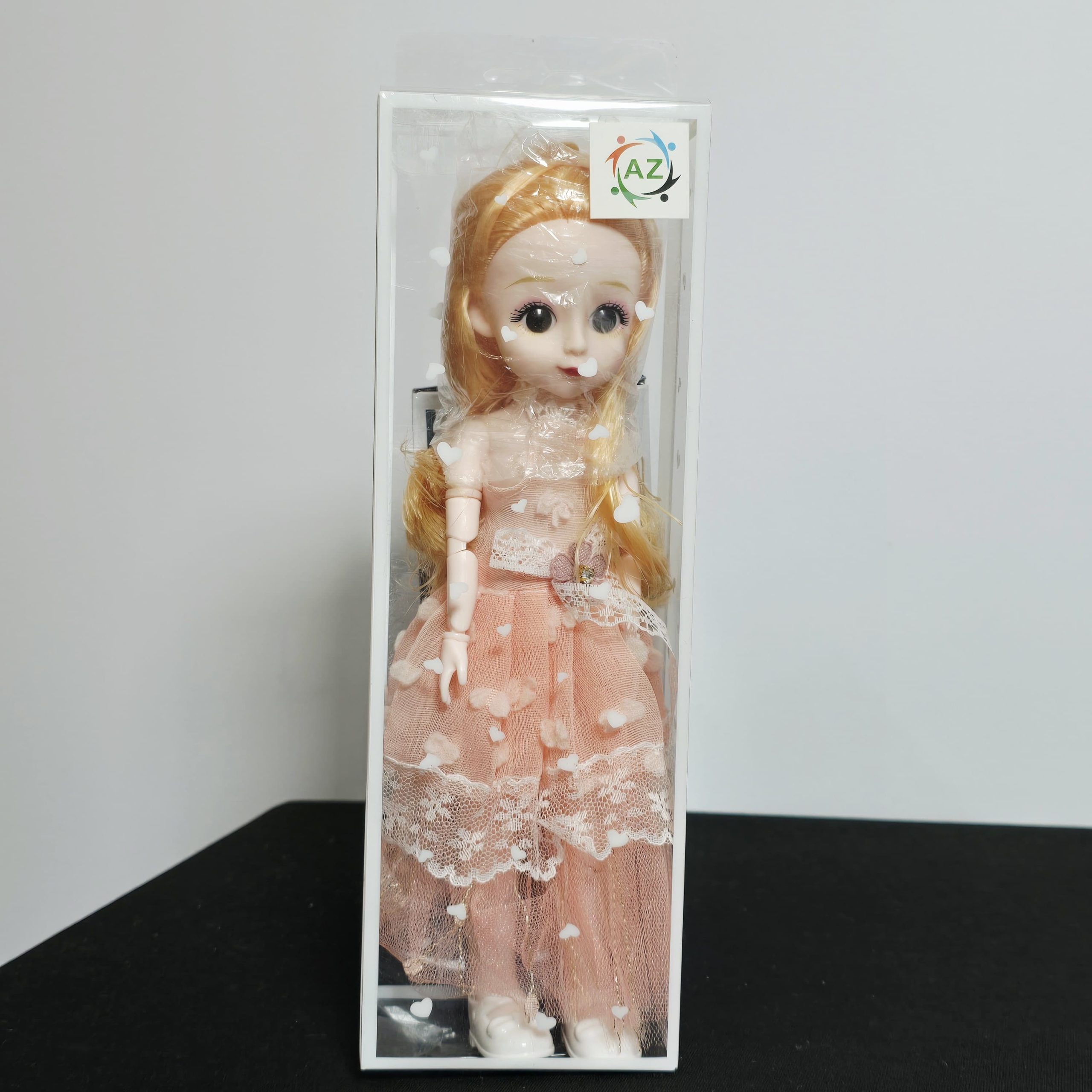 Elegant 12-Inch Ball-Jointed Fashion Doll with Peach Lace Gown - Image 5