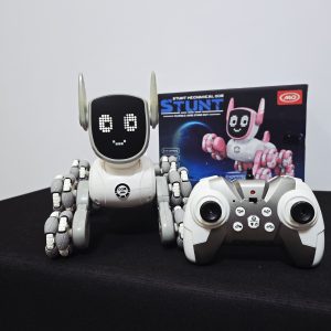 8-Wheel Drive Interactive Stunt Mechanical Dog - 2.4GHz Smart RC Robot Pet with Music, Dance, and $360^{\circ}$ Rotation - Pink & White Edition