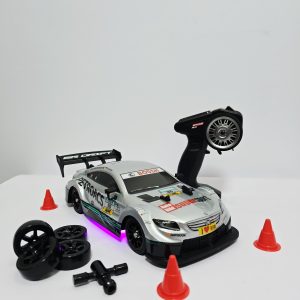 Whoosh 4WD High-Speed RC Drift Car - 2.4GHz Radio Control Racing Vehicle (30km/h Max Speed) with Barricade Props and Interchangable Tire Set