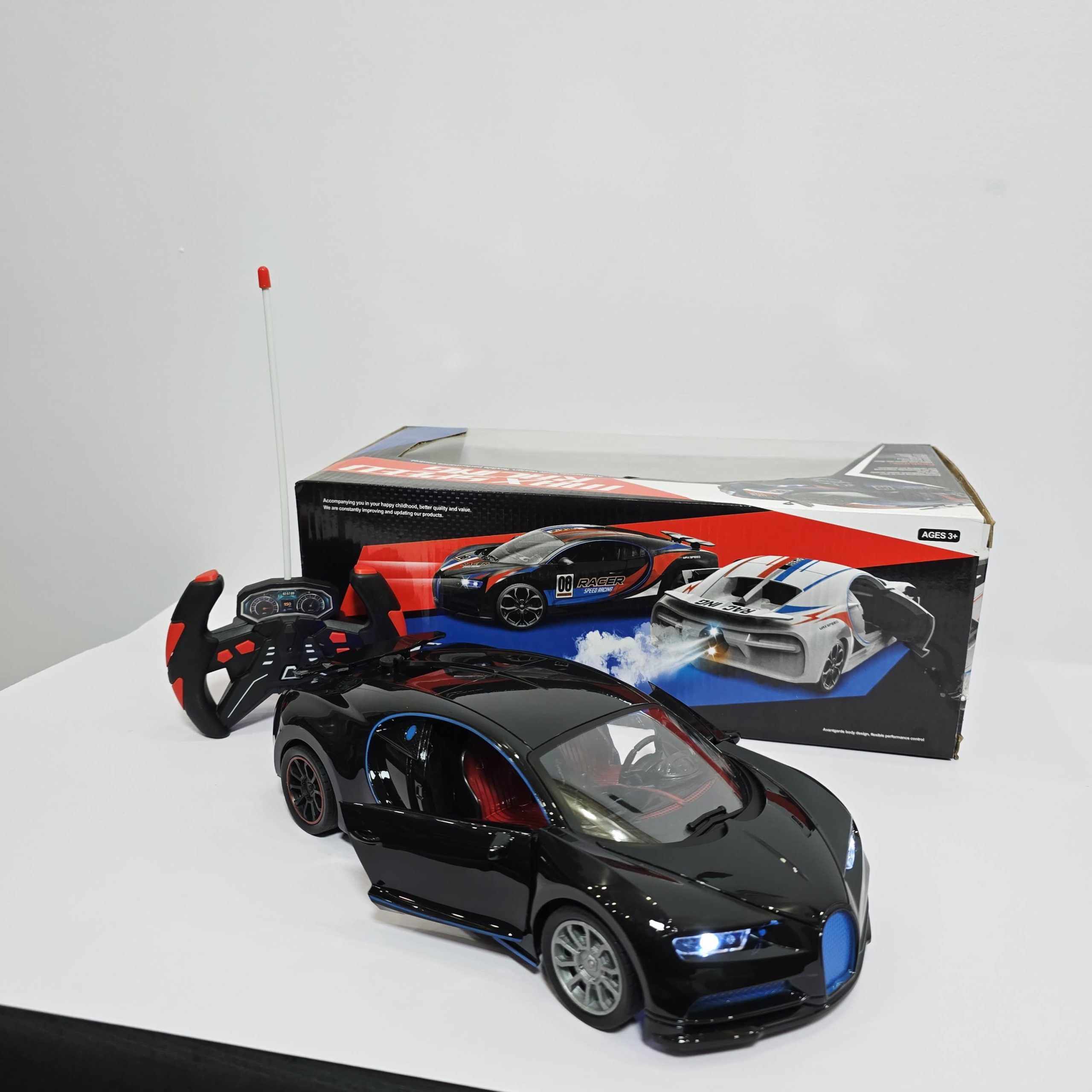 Speed Racing RC Hypercar - 1:16 Scale Remote Control Supercar with LED Headlights, Opening Doors, and Steering-Wheel Style Controller - Image 4