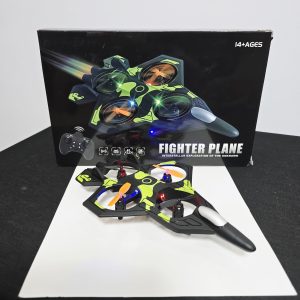 Interstellar Fighter Plane RC Quadcopter - 2.4GHz Remote Control Jet with $360^{\circ}$ Stunt Flip, One-Key Takeoff, and LED Navigation Lights