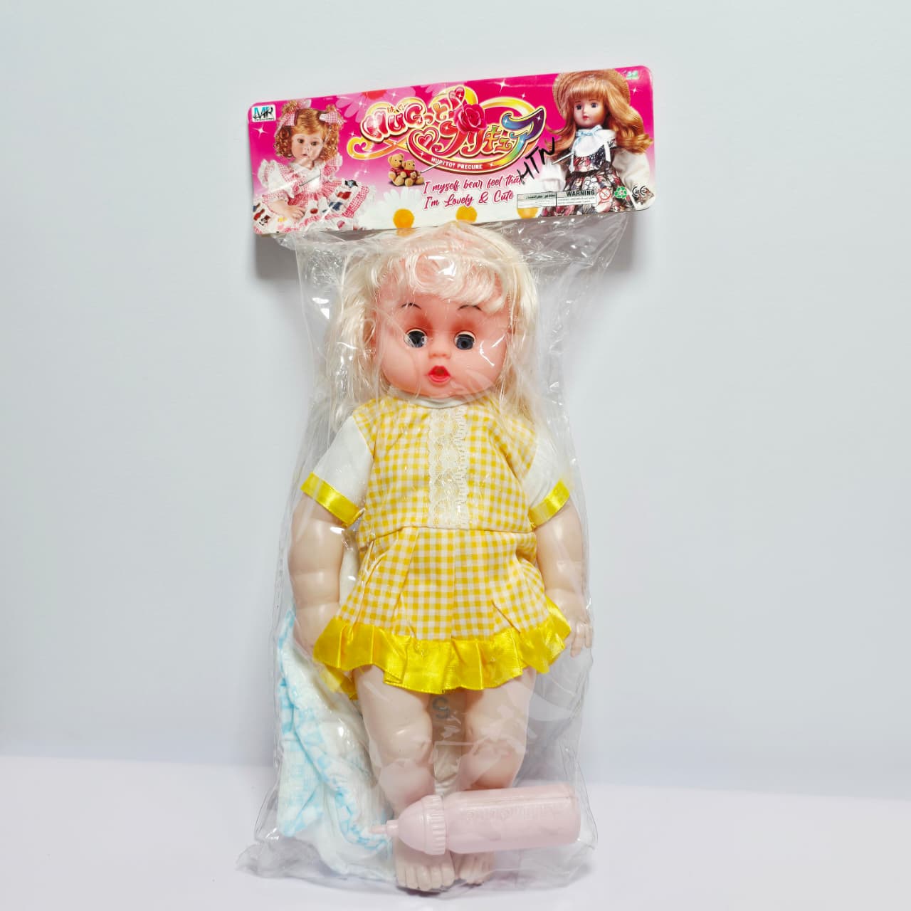 Baby Doll Set with Feeding Bottle and Diaper - Image 3