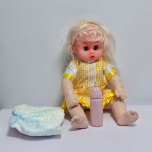 Baby Doll Set with Feeding Bottle and Diaper