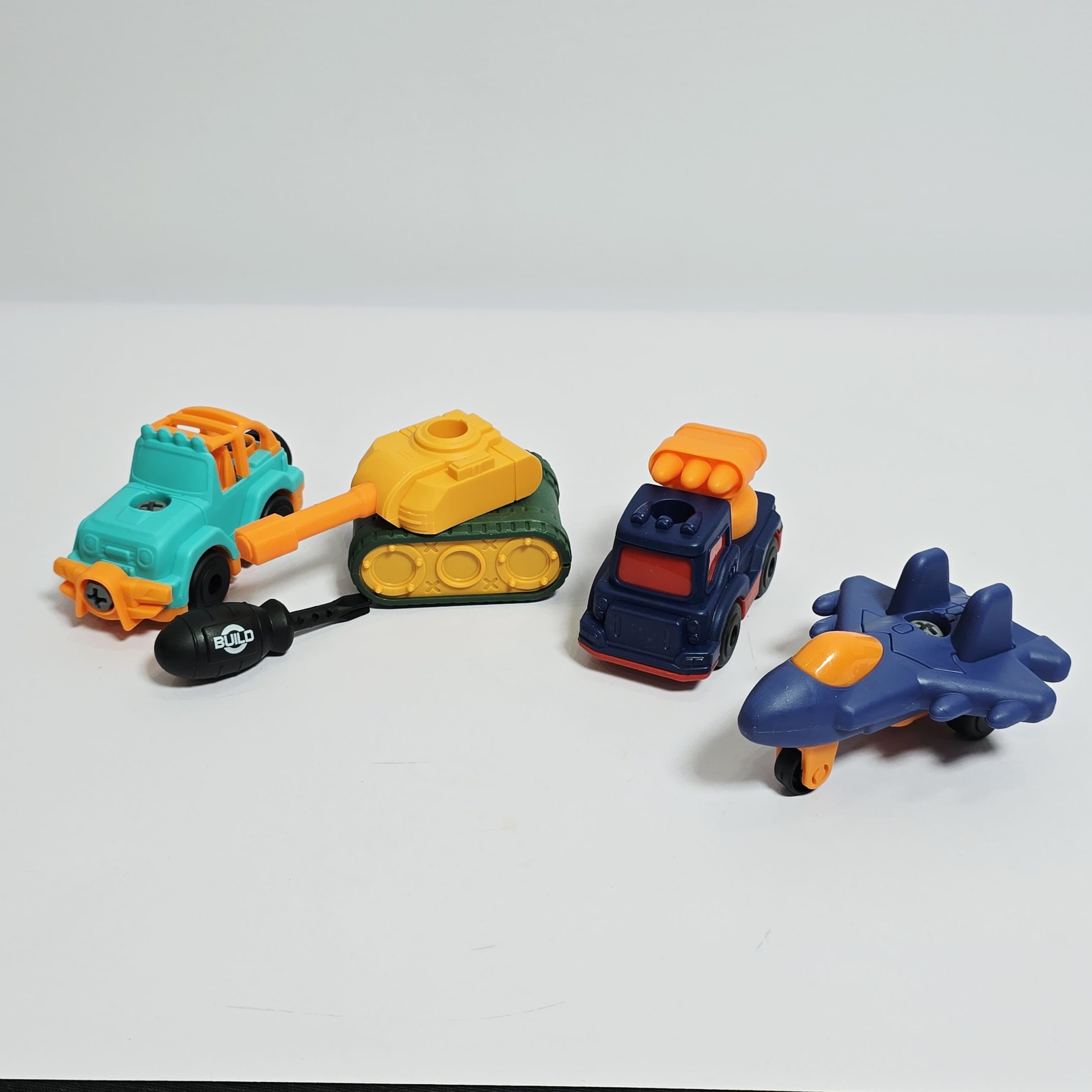4-in-1 Take-Apart Toy Vehicle Engineering Set - Build-Your-Own STEM Construction Kit with Toy Screwdriver, Tank, Jet, Off-Roader, and Rocket Truck - Image 2