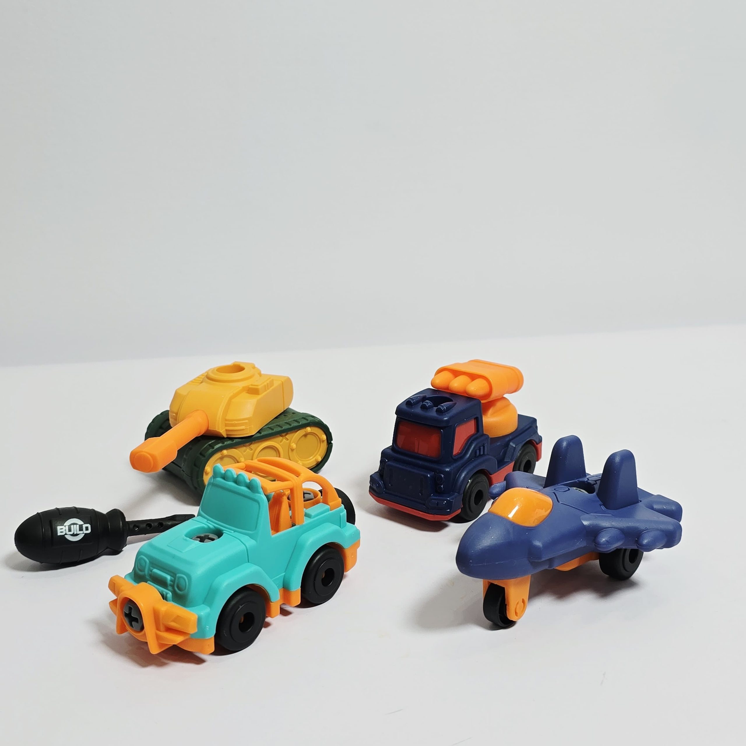4-in-1 Take-Apart Toy Vehicle Engineering Set - Build-Your-Own STEM Construction Kit with Toy Screwdriver, Tank, Jet, Off-Roader, and Rocket Truck - Image 3
