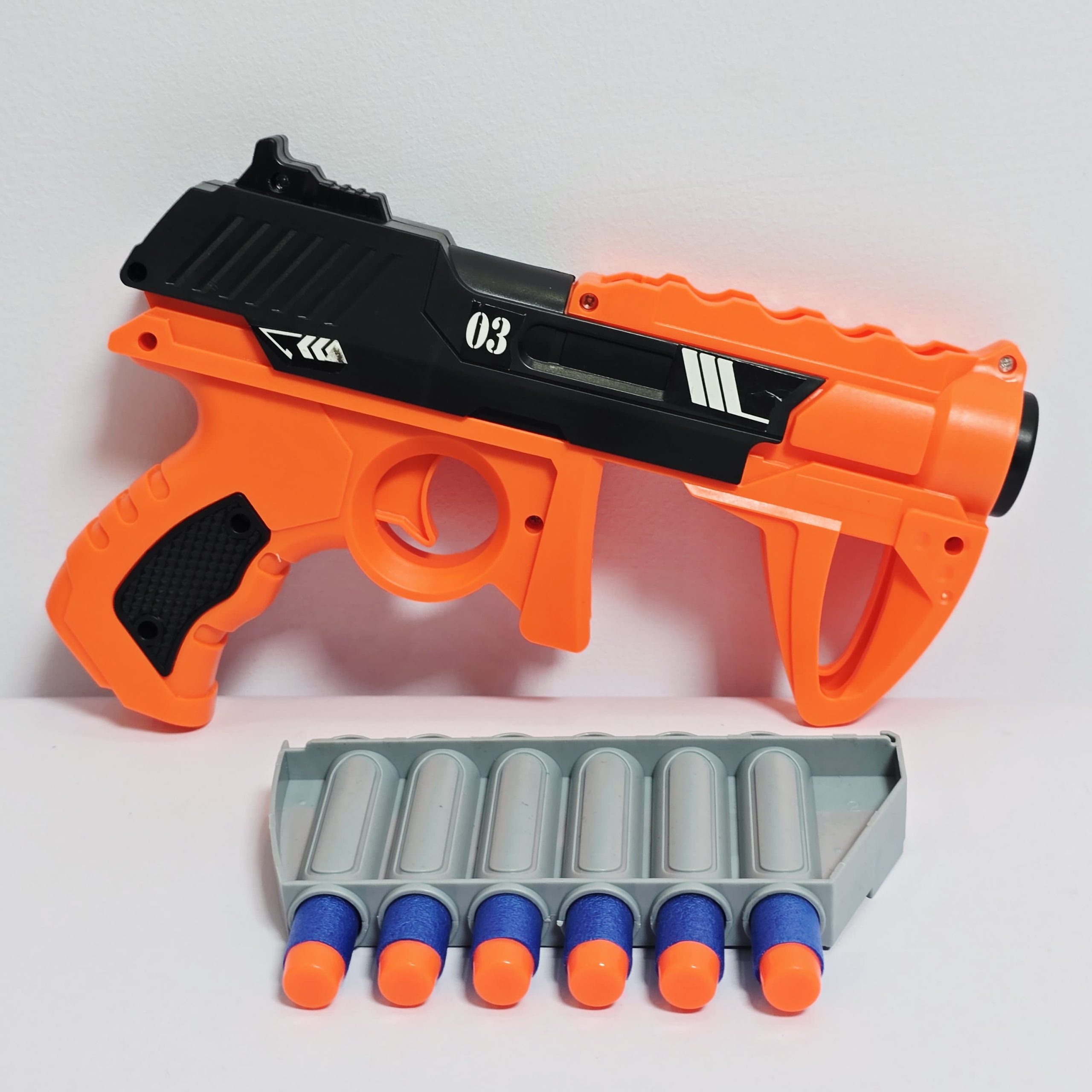 Hot Fire Soft Bullet Blaster Toy - Manual Pull-Lever Foam Dart Gun with 4-Dart On-Board Storage Magazine for Kids - Image 2