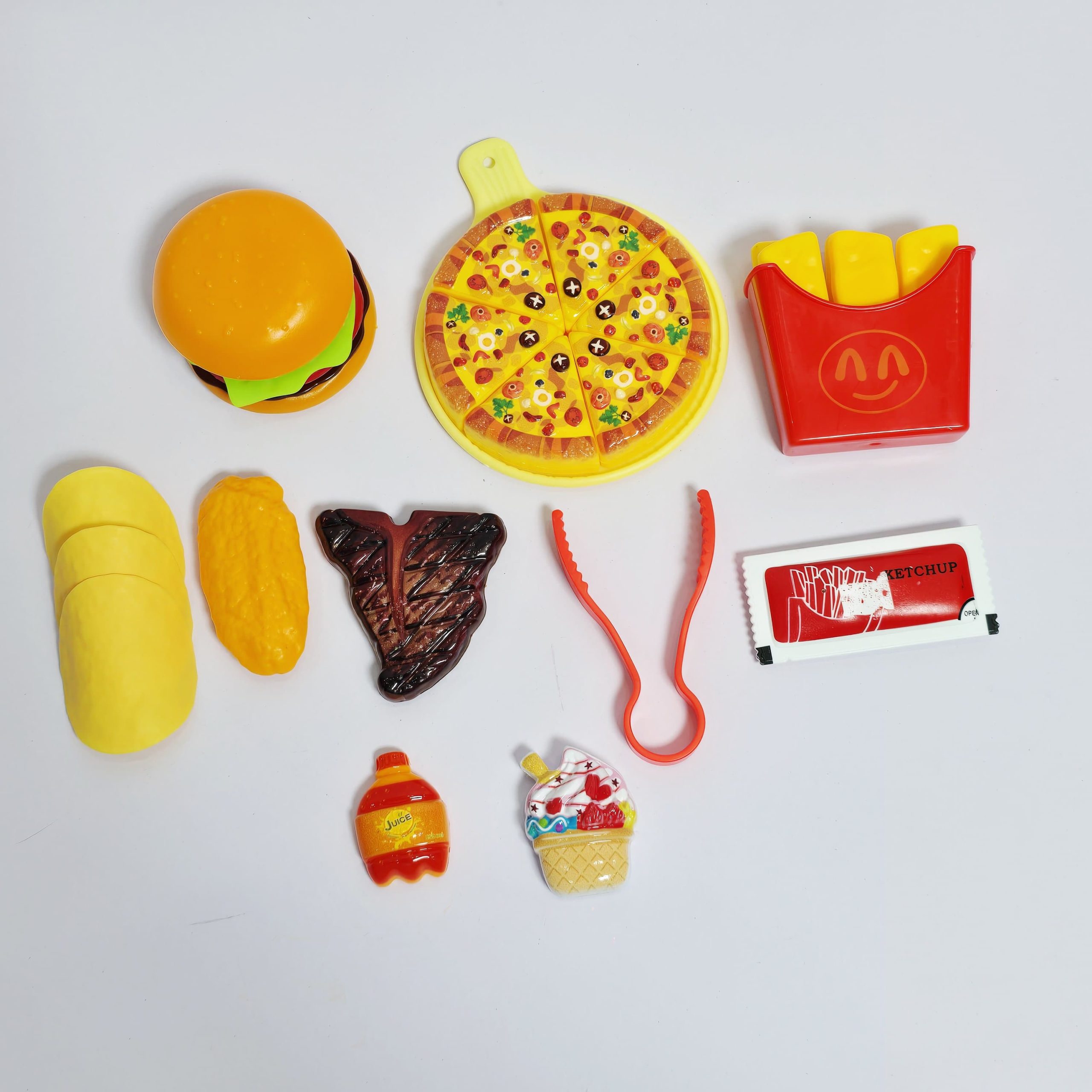 Play House Fast Food Combo Feast Playset - Interactive Toy Kitchen Serving Tray with Stackable Burger, Pizza, Fries, and Dessert - Image 2