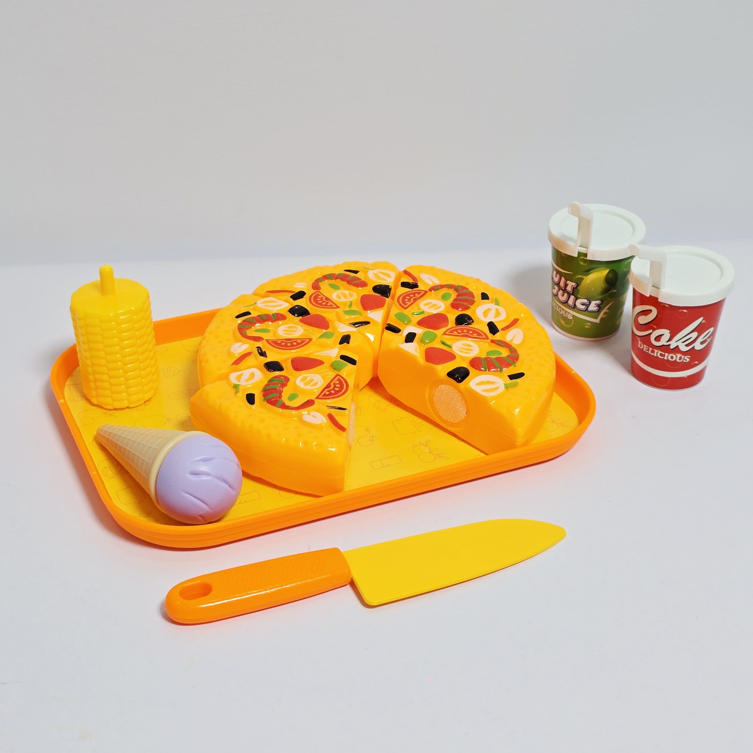 Kids Play House Fast Food Toy Set – Pizza Cutting Playset with Accessories - Image 2