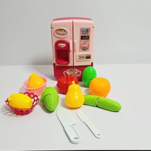Kids Toy Refrigerator and Cutting Fruit Playset – Pretend Kitchen Appliance & Food Toys