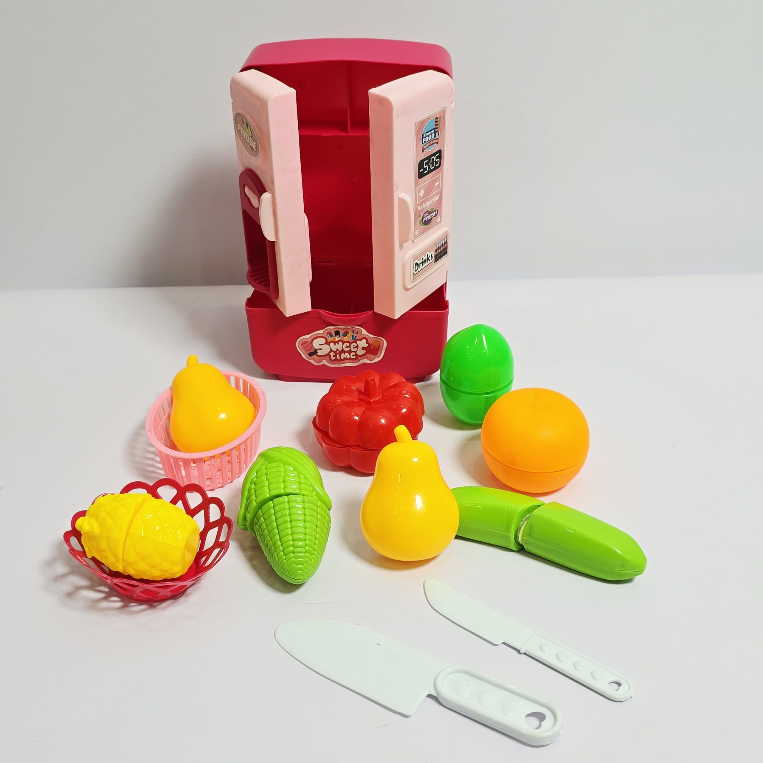 Kids Toy Refrigerator and Cutting Fruit Playset – Pretend Kitchen Appliance & Food Toys - Image 2