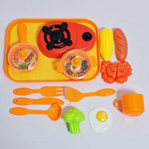 Kids Play House Kitchen Cooking Toy Set – Pretend Breakfast & BBQ Playset with Utensils