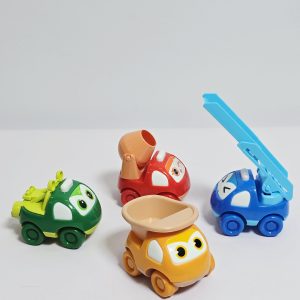 4-Pack Mini Cartoon Inertia Toy Car Set – Friction Powered Construction & Utility Vehicles for Toddlers