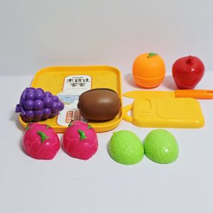 Kids Velcro Cutting Fruit Toy Playset – Pretend Play Kitchen Food Set with Knife & Tray