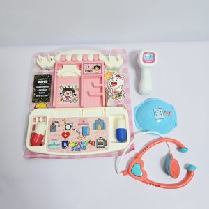 Kids Pink Doctor Clinic Playset – Pretend Nurse Medical Kit with Stethoscope & Thermometer