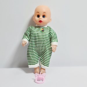 Realistic Baby Doll Playset with Pacifier – Interactive Pretend Play Newborn Doll in Green Striped Onesie