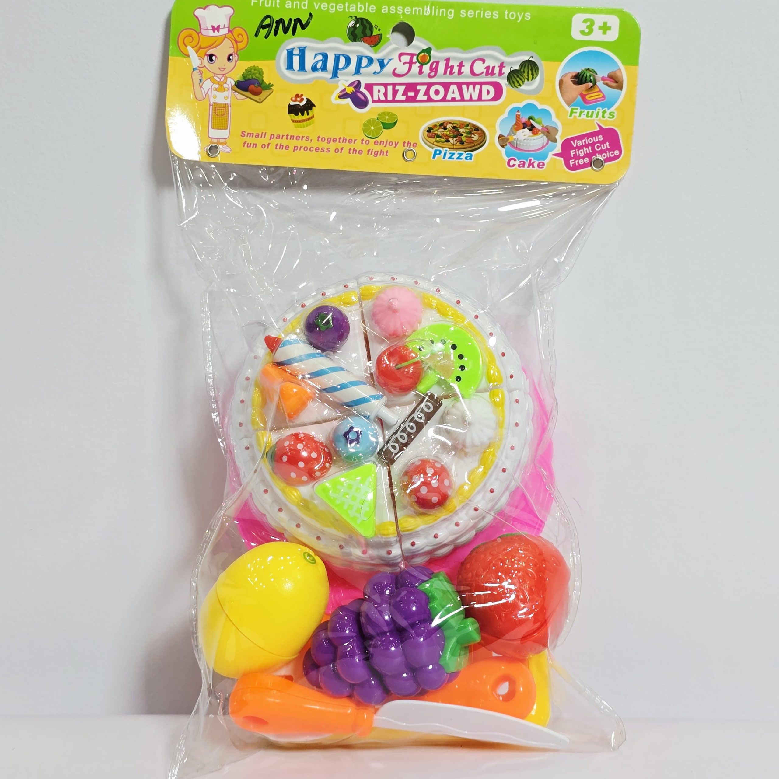Kids Birthday Cake & Fruit Cutting Playset – Interactive Pretend Play Kitchen Toy with Hook-and-Loop Fasteners - Image 2