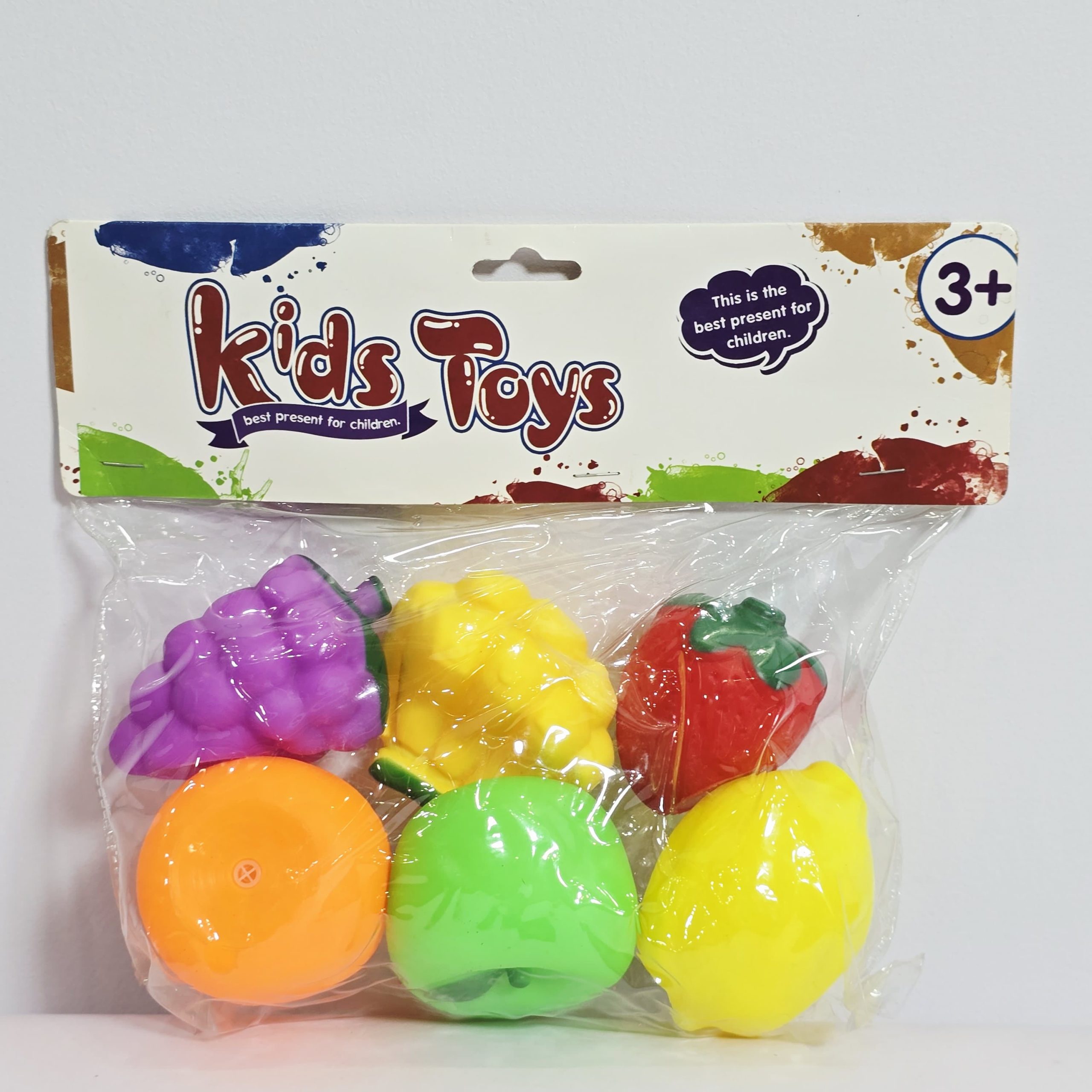 Soft Squeeze Fruit Squeaky Toy Set – 6-Piece Colorful Rubber Sensory Play Food for Toddlers - Image 3