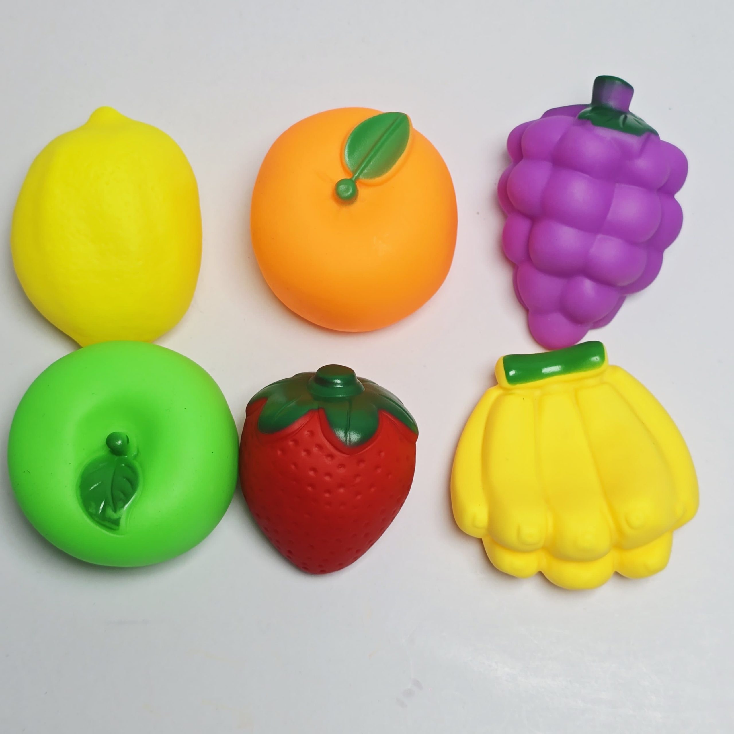 Soft Squeeze Fruit Squeaky Toy Set – 6-Piece Colorful Rubber Sensory Play Food for Toddlers - Image 2