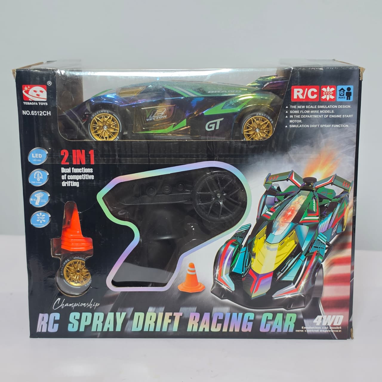 Tebaofa 4WD Championship RC Spray Drift Racing Car – 2-in-1 Competitive High-Speed Toy Car with LED Lights and Exhaust Mist - Image 5