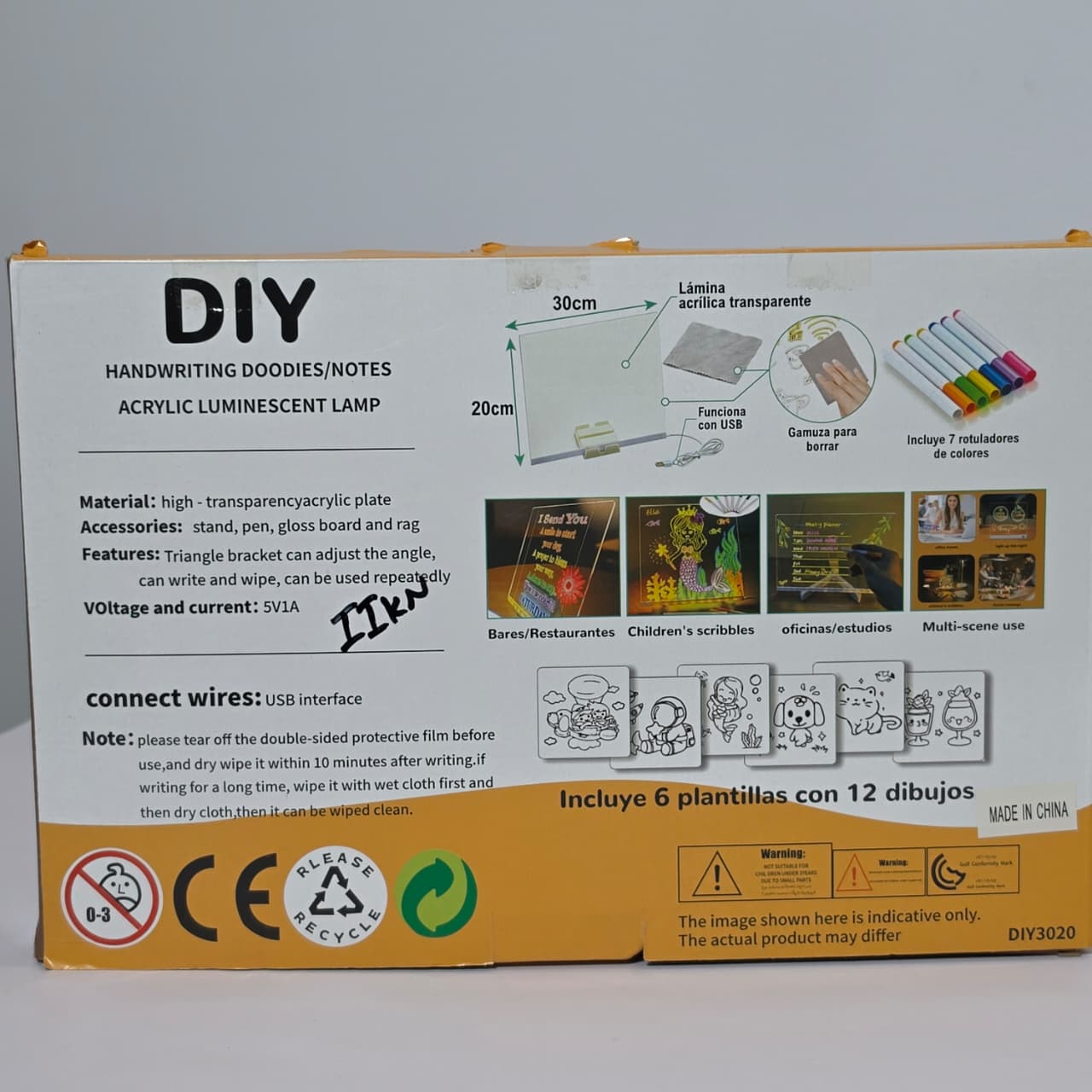 DIY Acrylic Luminescent Lamp & Neon Message Board – Reusable LED Light-Up Drawing Notepad with Tracing Stencils - Image 3